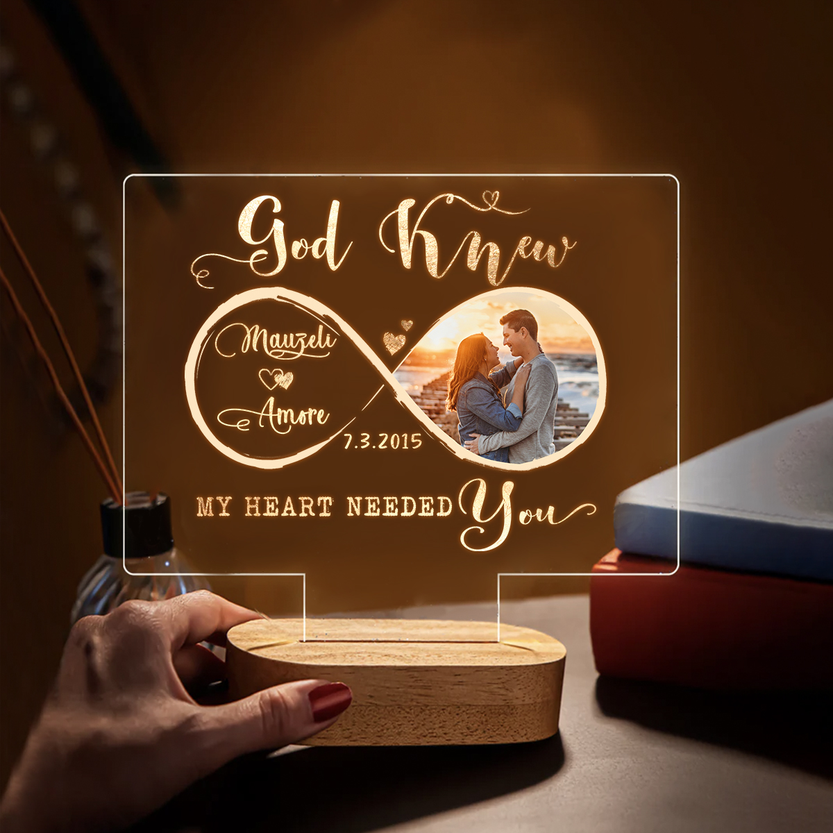 personalized couple photo night light couple led plaque personalized couples gift valentine engagement gift anniversary gift for him