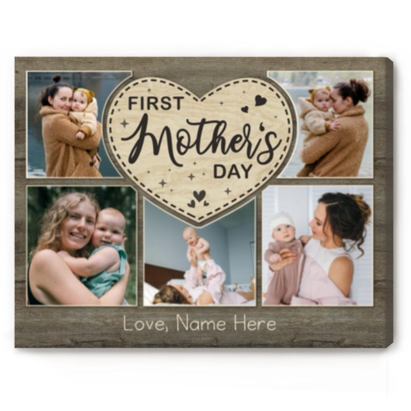 benicee shop first mother's day picture collage canvas, 1st mother's day gift from husband, personalized first mother's day gifts 2024, first time mom canvas