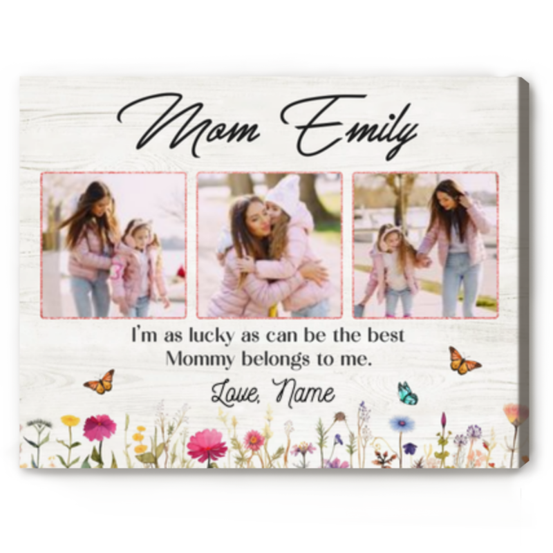 benicee shop custom mom photo gift print mothers day canvas print, mothers personalized gift, gifts for mom's birthday, the best mommy belongs to me