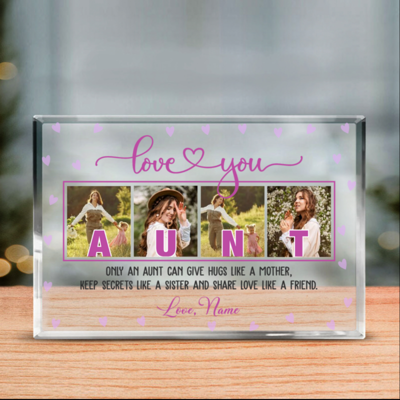 benicee shop love you aunt custom picture acrylic plaque, personalized aunt gift from niece nephew, auntie birthday gifts