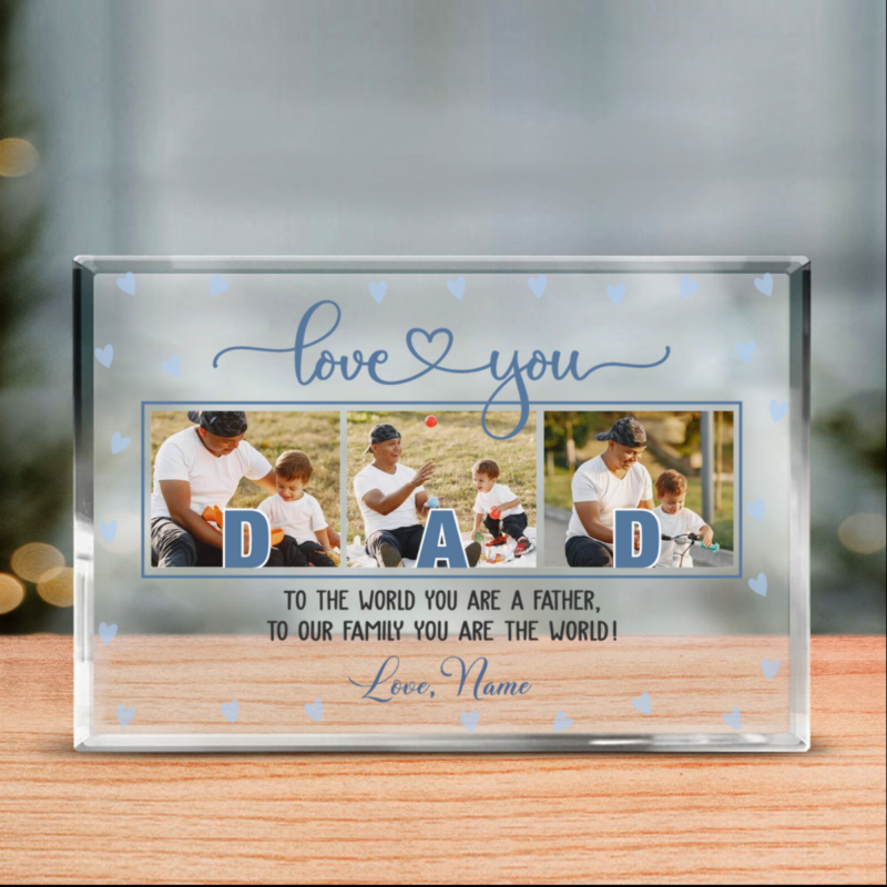 benicee shop love you dad custom picture acrylic block, dad fathers day gifts from kids, personalized photo gift for dad, photo plaque for dad