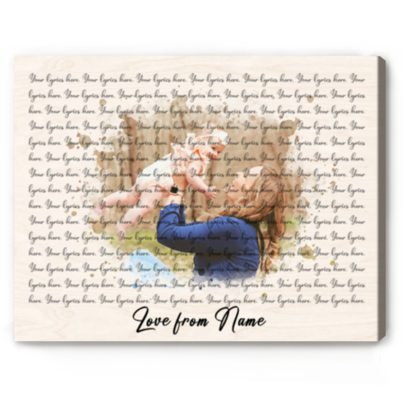 benicee shop new mom custom song lyrics wall art, favorite song first mother's day gift for wife from baby, first time mom gift, picture gifts for new moms