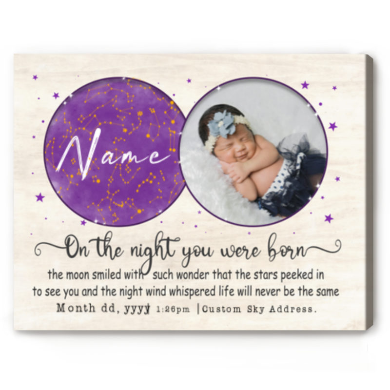 benicee shop first mother's day gift from new baby the night you were born custom night sky canvas print, newborn birth gift, personalised baby star map gifts
