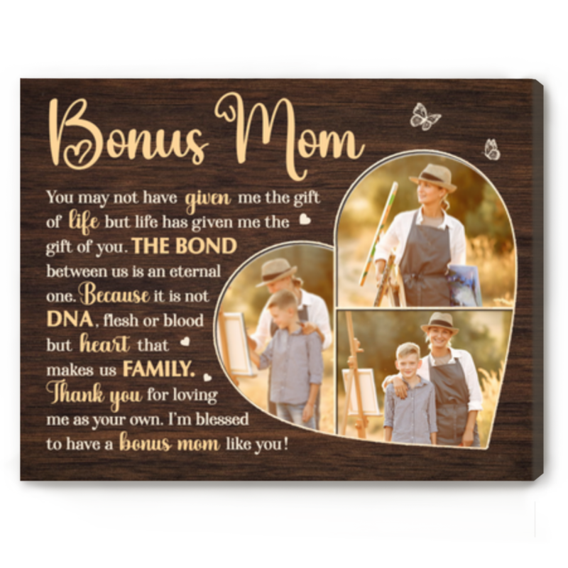 benicee shop bonus mom mothers day gift bonus mom custom photo canvas print, best gifts for stepmom, personalized gift for bonus mom