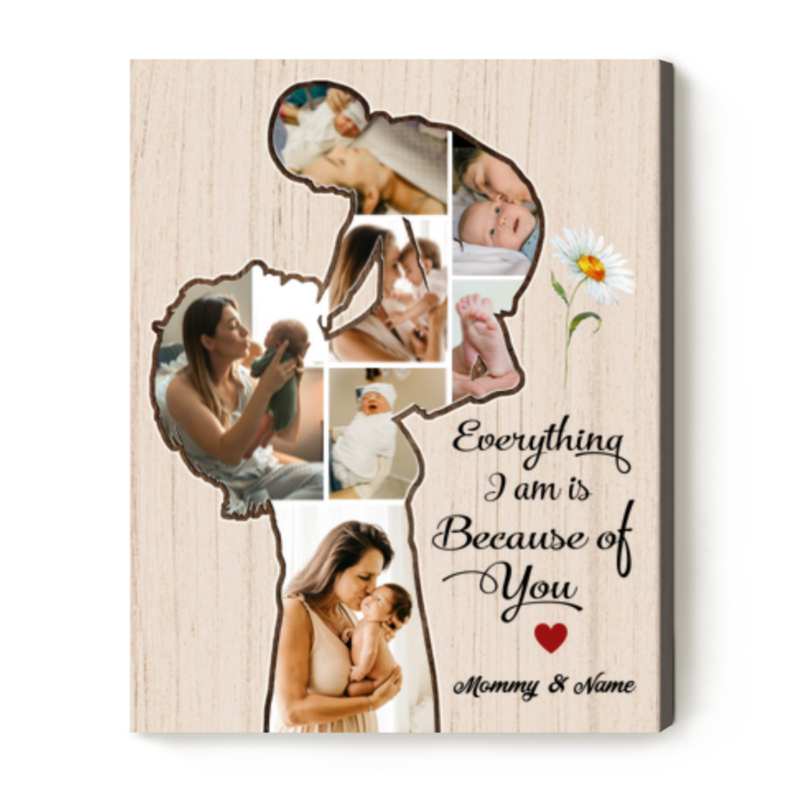new mother mothers day gifts, custom mom baby photo collage canvas, personalized gift for new mom, best first time mom gifts