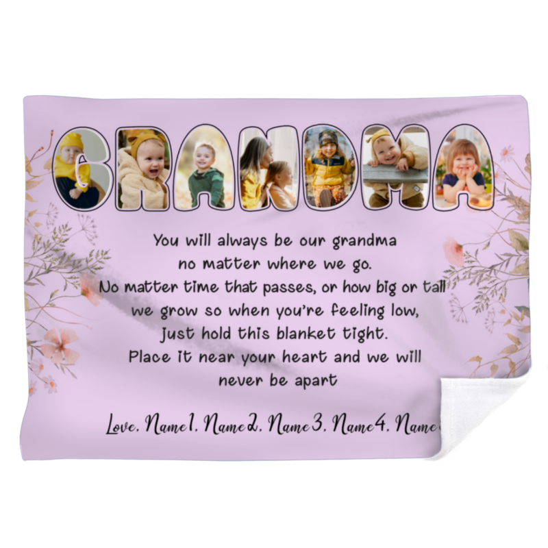 benicee shop custom photo blanket for grandma, best mother's day gifts for grandmothers, personalized grandmother gift, grandma blanket with grandkids names