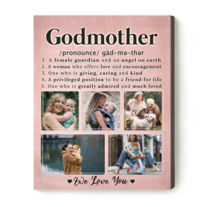 Godmother Definition Custom Canvas, Godmother Mother's Day Gifts, Gift For Godmother, God Mother Present Idea