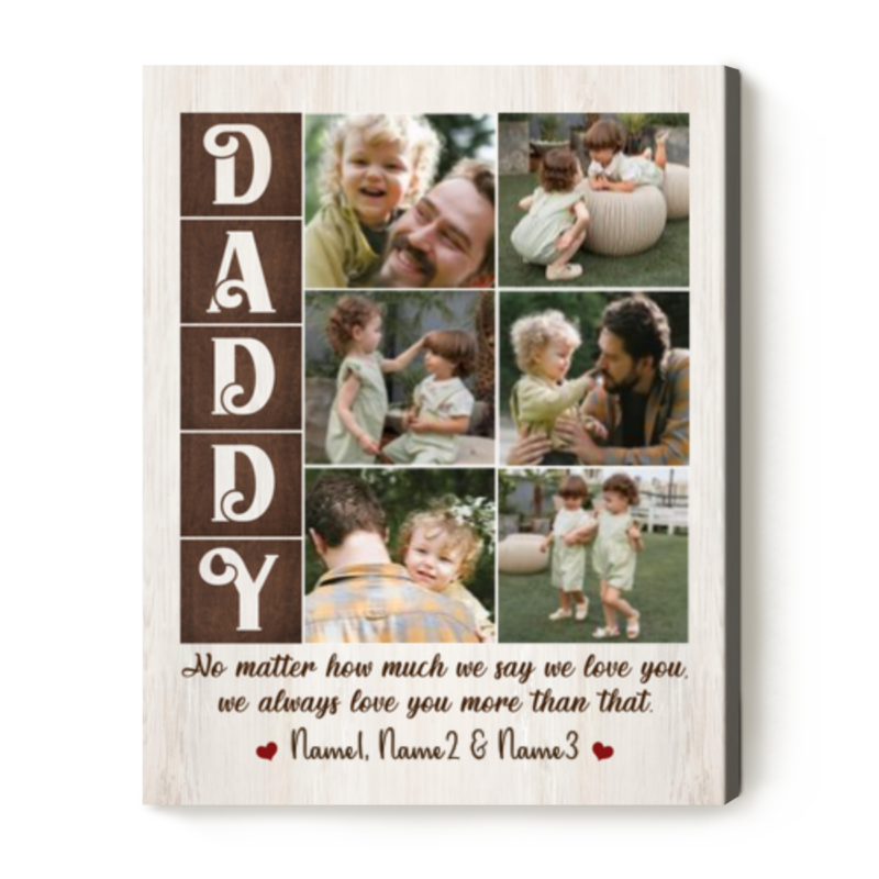 Custom Father's Day Gifts 2026, Daddy Picture Collage Print, Personalized Gift For Daddy From Son Daughter, Daddy Birthday Gifts