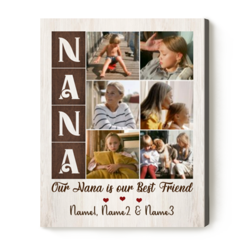 Custom Nana Photo Gift, Christmas Gifts For Nana, Nana Picture Canvas Print, Personalised Nana Gift From Grandchildren, Grandma Birthday Gift