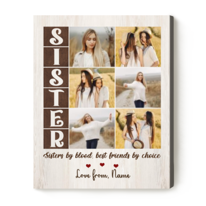Personalised Sister Photo Canvas Print, Mothers Day Gift For Sister, Sister Collage Gift, Custom Sister Gifts, Unique Birthday Gifts For Sister