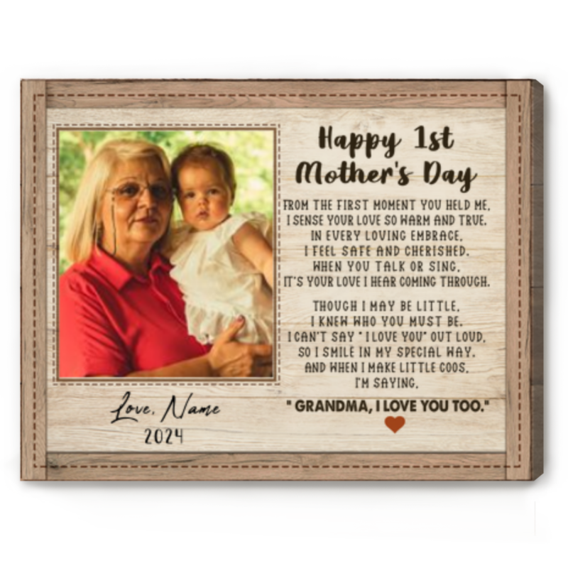 Personalized First Mother's Day Gift To Grandma, New Grandma Custom Canvas Print, Custom First Baby Picture Gift For Grandma, First Time Grandma Gift