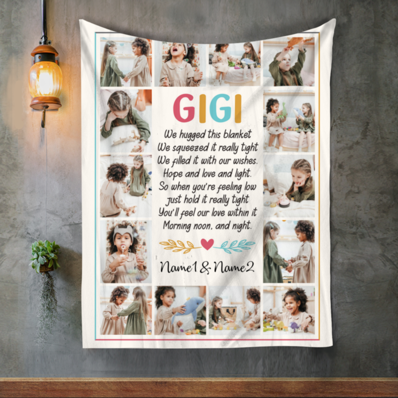 Gigi We Hugged This Blanket Photo Collage, Gigi Christmas Gifts, Personalized Gigi Gifts From Grandkids, Grandma Gift