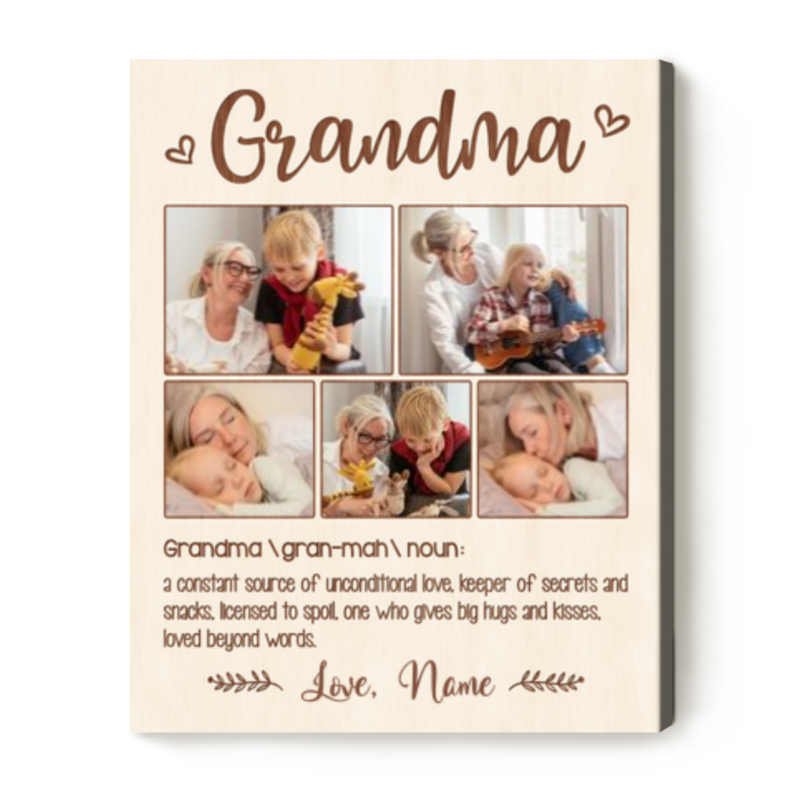 Personalized Grandma Definition Photo Canvas, Custom Grandmother Picture Print, Grandma Birthday Christmas Gift