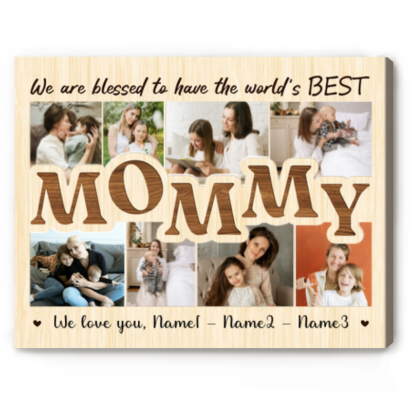 Mothers Day Picture Collage, Personalized Canvas For Mommy, Mom Collage Gifts, Custom Gifts For Mom From Daughter Son
