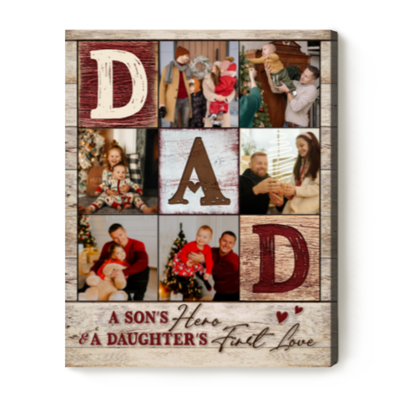 Dad Christmas Gifts From Daughter, Personalized Dad Gift From Little Girl, Dad Photo Canvas, Birthday or Father’s Day Gift