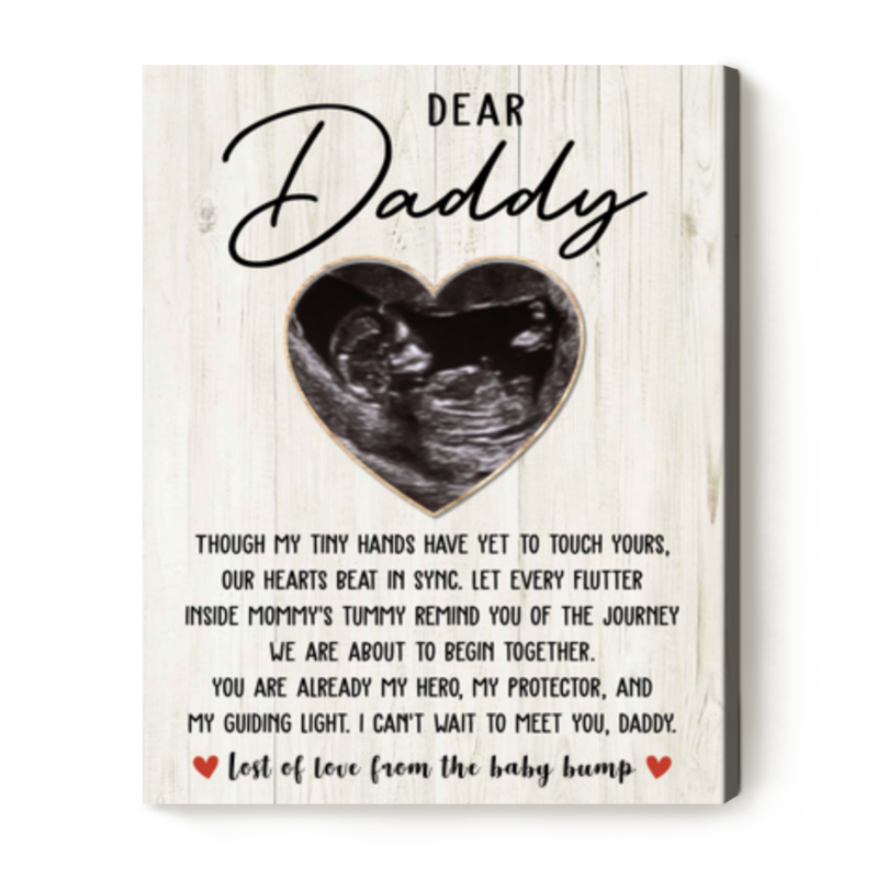 Dear Daddy Personalized Ultrasound Canvas Print, Fathers Day Gifts From Unborn Baby, Soon To Be Daddy Gift, 1st Time Dad Gift From Bump