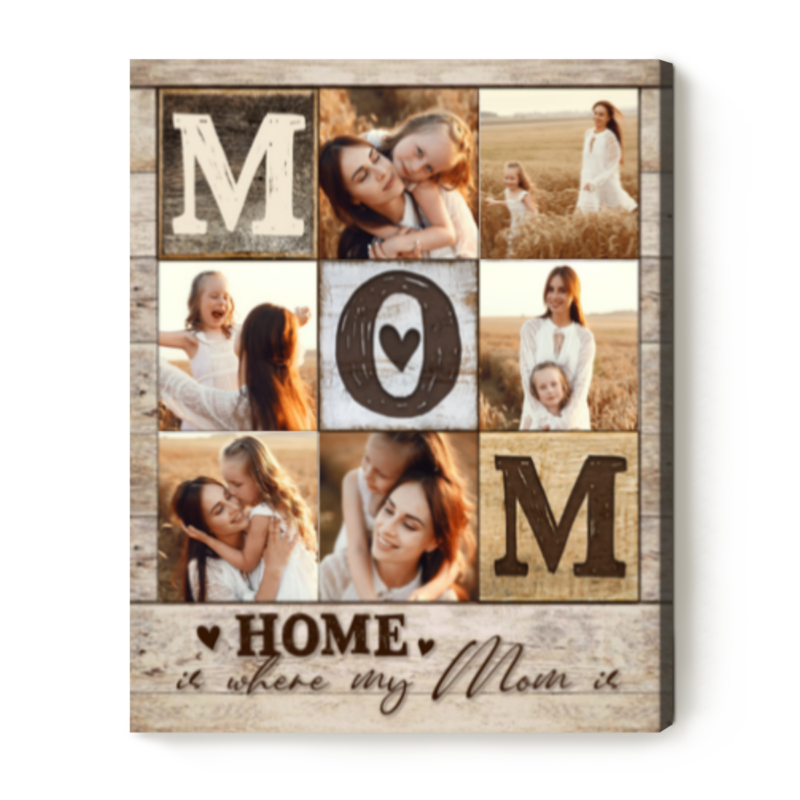 Personalized Mother's Day Gift For Mom, Mom Picture Collage Gifts, Custom Mom Canvas, Gifts For Mom From Daughter