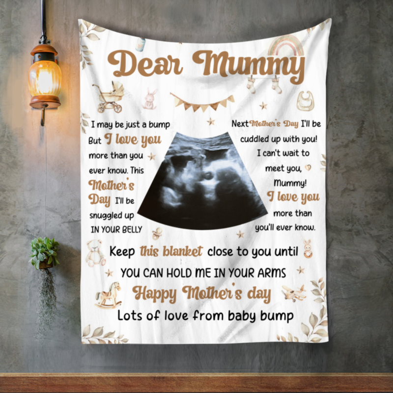 Mothers Day Gift for Expecting Mom, Mommy To Be Gift From Bump, Personalized Baby Ultrasound Blanket, Pregnancy Gift for Mom To Be, New Mom Blanket