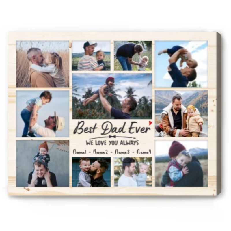 Personalized Daddy Photo Collage, Father's Day Gift For Husband From Wife, Daddy Gift From Kids, Custom Dad Canvas Print