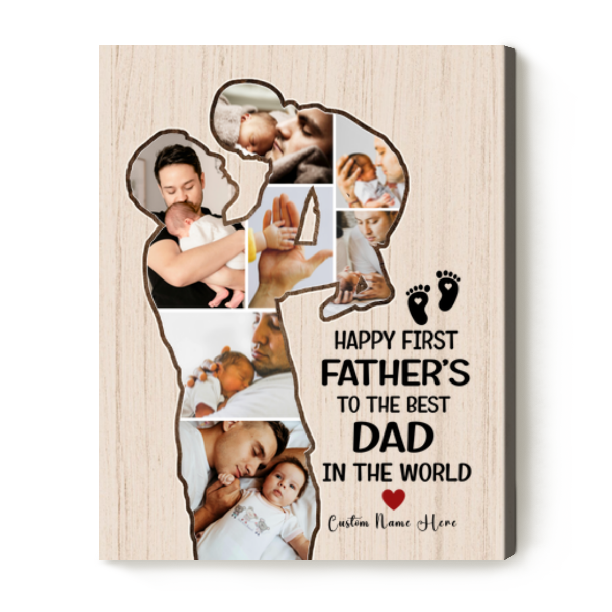 Happy First Father's Day Picture Print, Daddy Baby Photo Collage Canvas ...