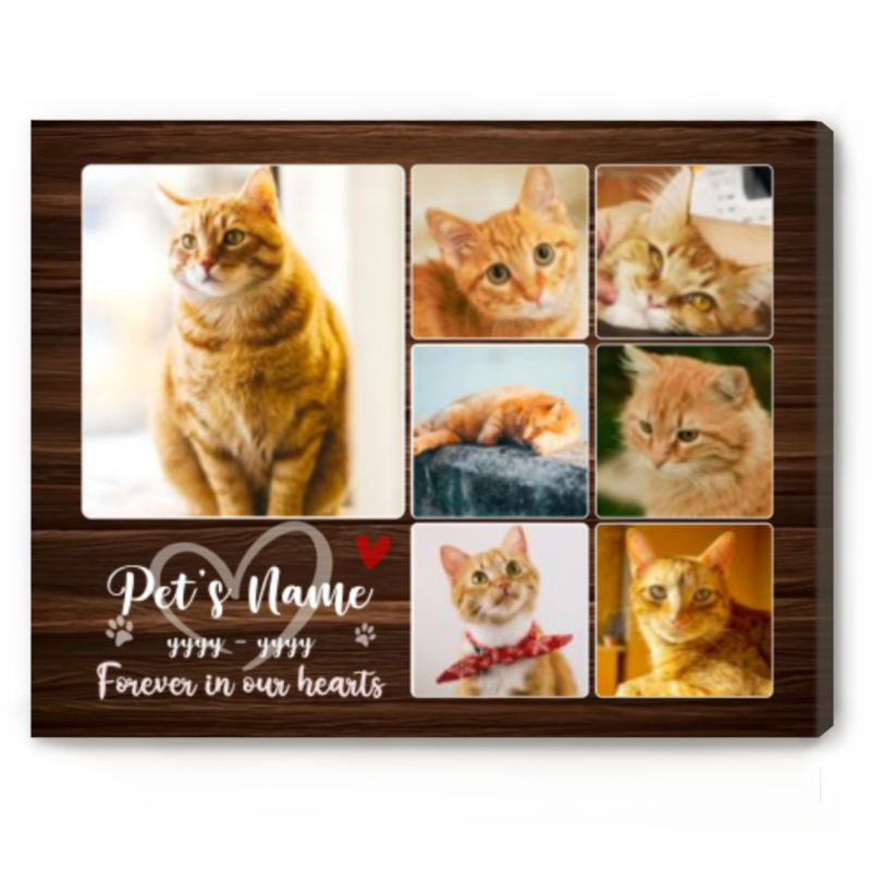 Custom Cat Memorial Photo Collage, Cat Loss Photo Canvas, Cat Condolence Gift, Pet Bereavement Gift, Pet Passing Gift
