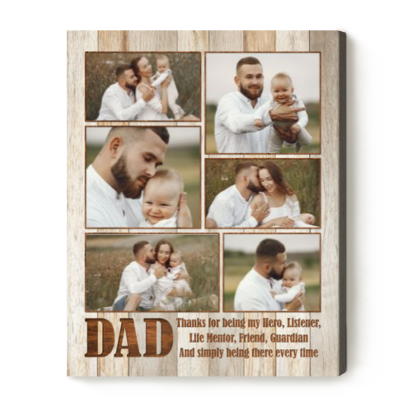 Fathers Day Gift From Kids, Personalized Dad Canvas, Custom Photo Collage Gift For Father, Sentimental Gifts For Dad