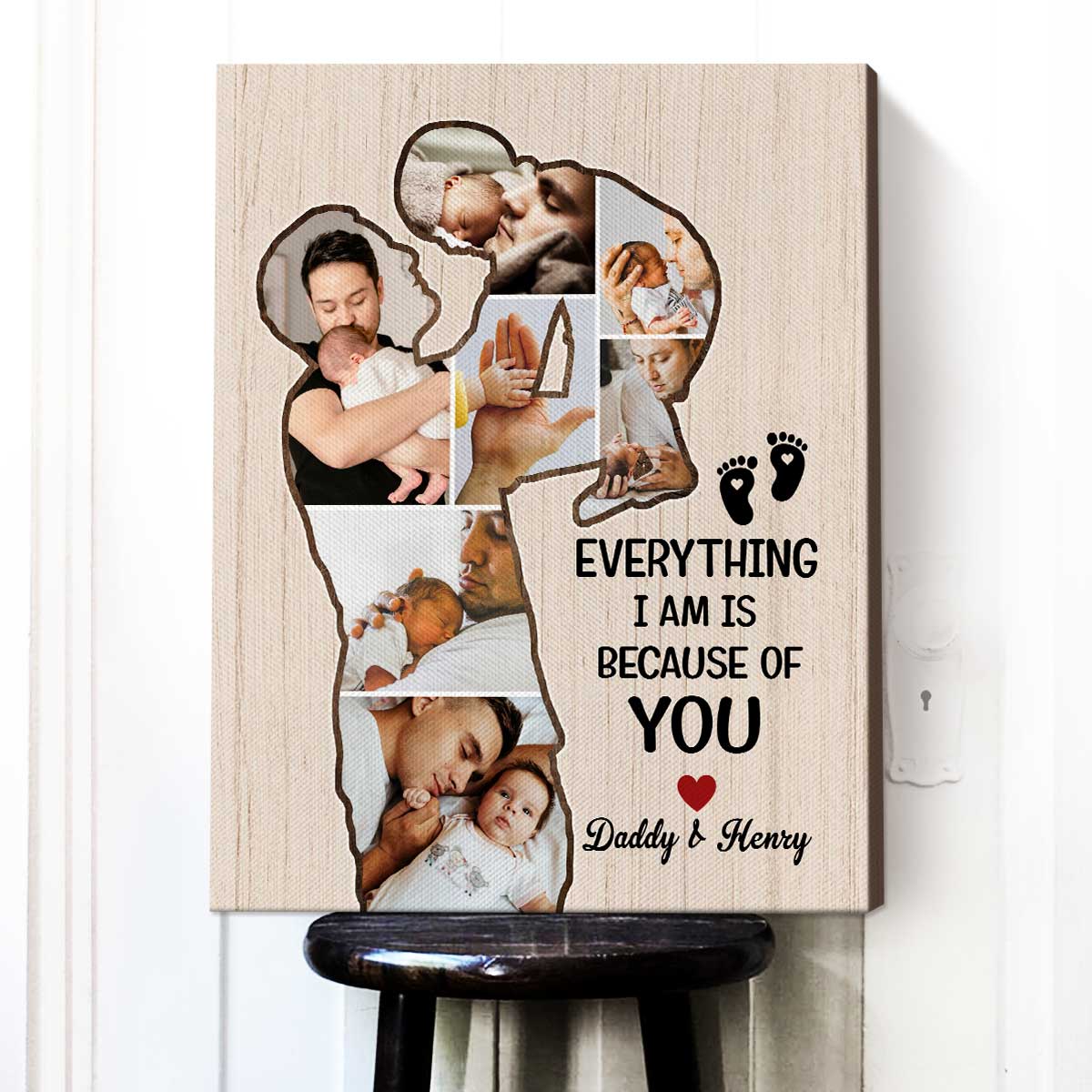 Happy First Father's Day Picture Print, Daddy Baby Photo Collage