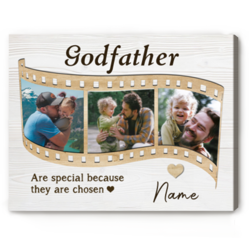 Godfather Custom Photo Canvas, Personalised Godfather Gift, Christening Keepsake, Godfathers Are Special Because They Are Chosen