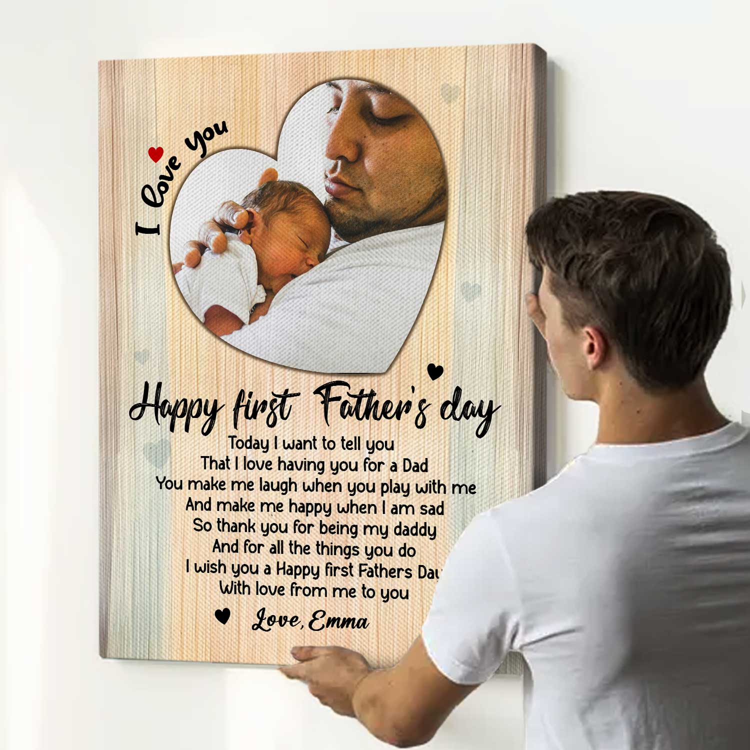 Canvas Baby First Father's Day First Fathers Day Custom Photo