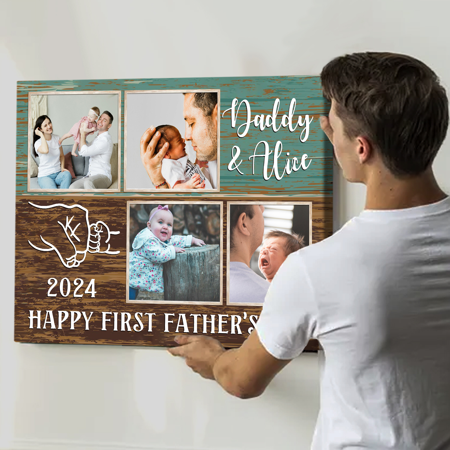 New Dad Father's Day Gifts, Custom Daddy Baby Photo Collage Print