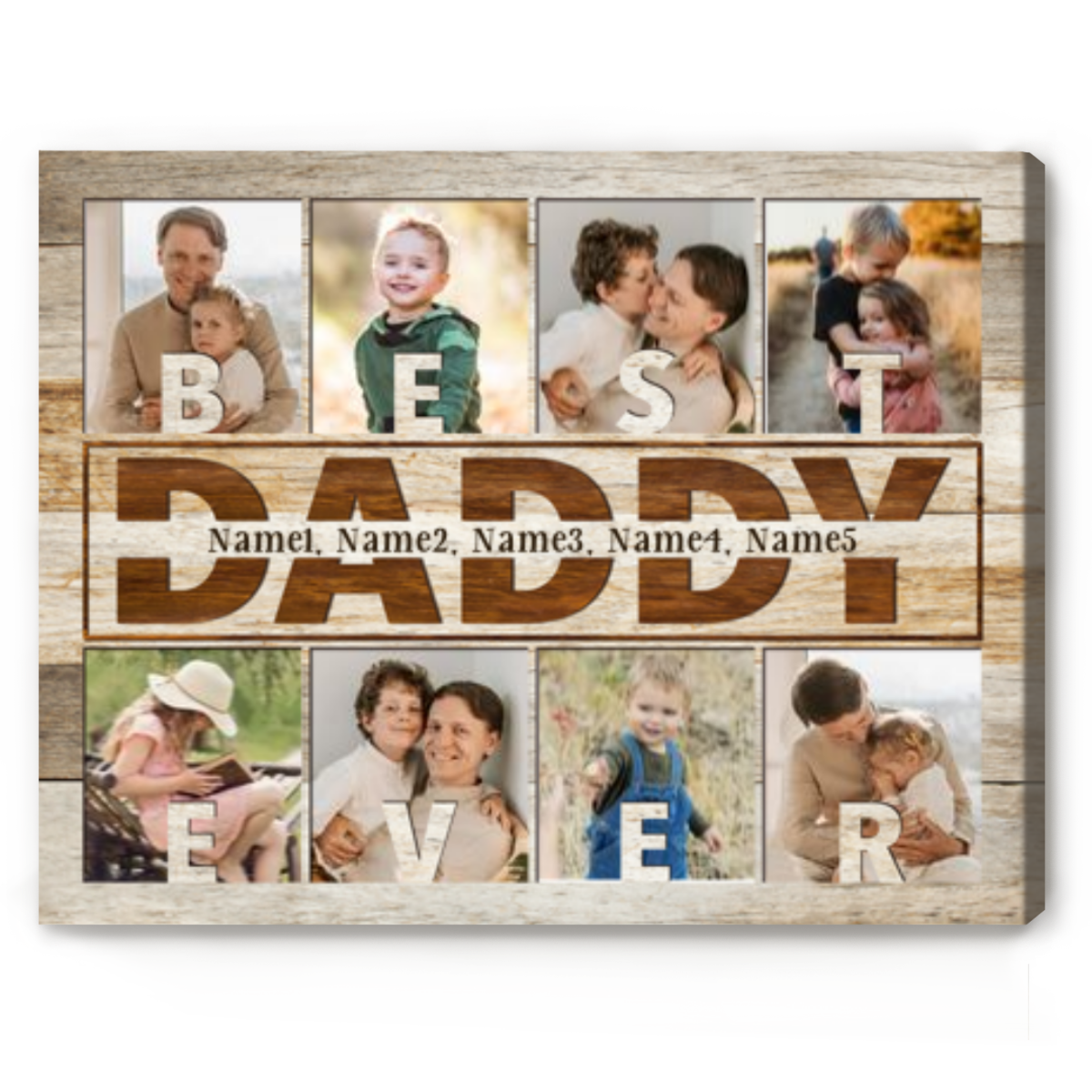Best Dad Ever Custom Photo Gift, Personalized Daddy Photo Collage Print