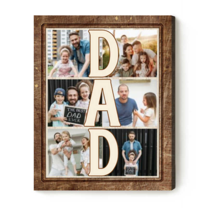 Custom 6 Photo Dad Collage Print, Fathers Day Canvas, Dad Customized Gifts