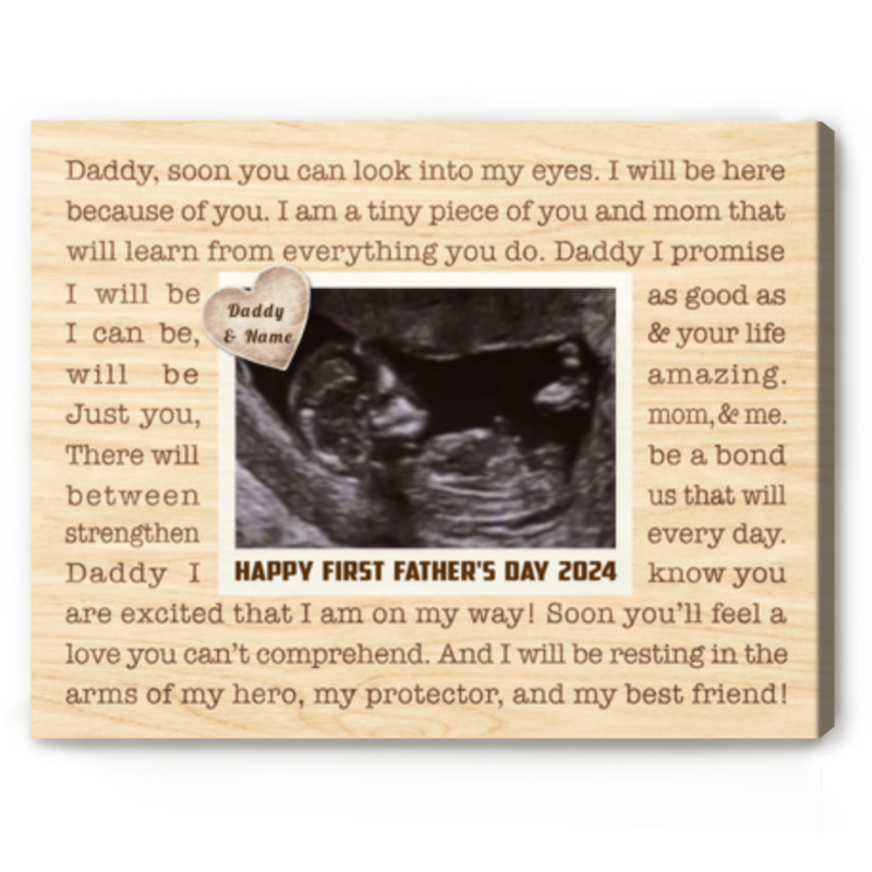 Fathers Day Gift From Baby Bump, Daddy To Be Custom Sonogram Photo Canvas, Ultrasound Gifts For Daddy, Gifts For Expecting Fathers