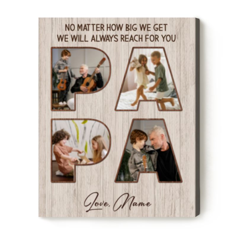 Papa Custom Picture Canvas, Father's Day Gift For Grandfather, Papa Gift from Grandkids, Personalized Gift For Papa