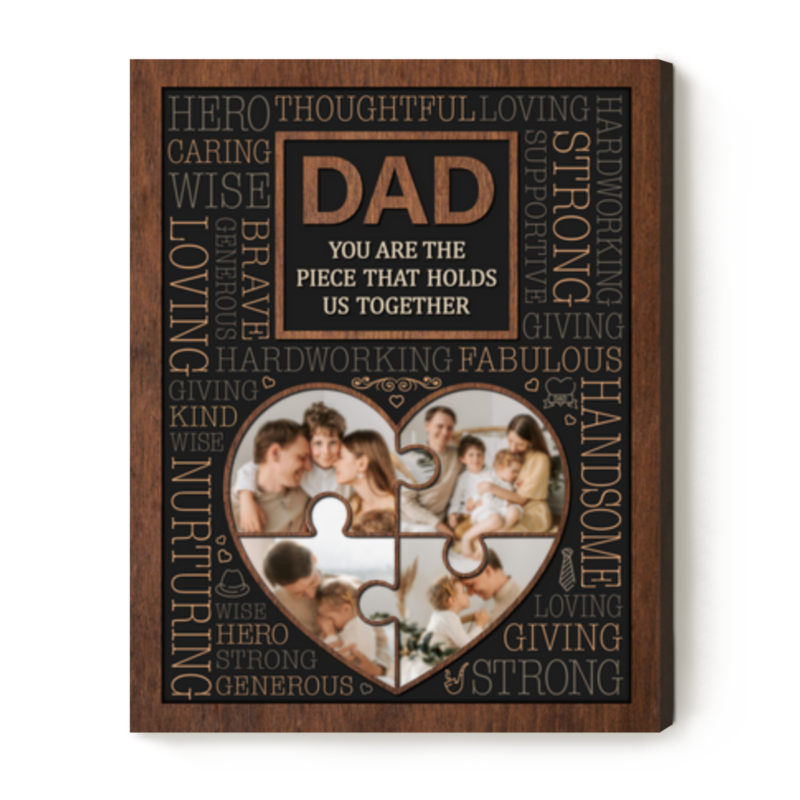 Custom Dad Photo Puzzle Canvas, Personalized Father's Day Gifts For Dad From Son Daughter, Unique Birthday Presents for Dad