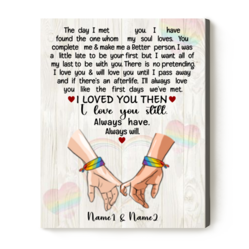 The Day I Met You Gay Couple Custom Canvas, Anniversary Gifts For Gay Couple, LGBT Valentines Day Gifts