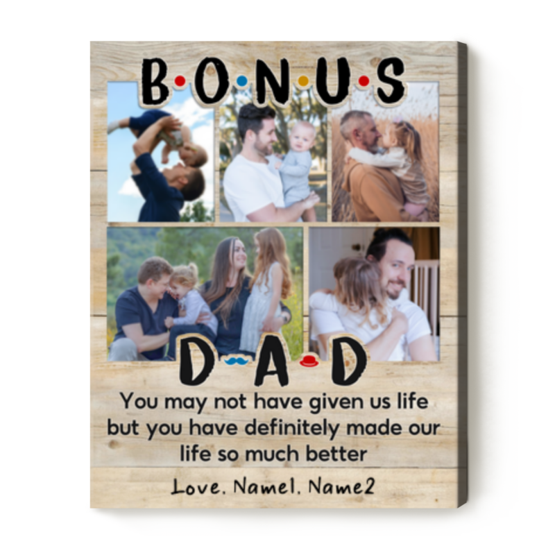 Bonus Dad Gift For Father's Day, Custom Bonus Dad Collage Print, Bonus Dad Personalized Photo Gift, Birthday Present For Bonus Dad