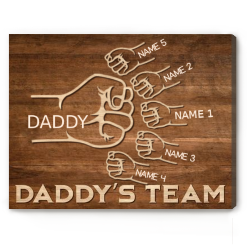 Custom Daddy's Team Fist Bump Canvas