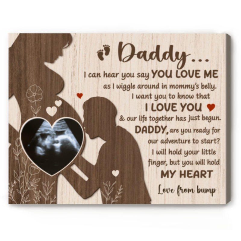 Father To Be Father's Day Gift, Dear Daddy From The Bump Custom Photo Canvas, Personalized Dad To Be Gifts, Gifts For Expecting Fathers