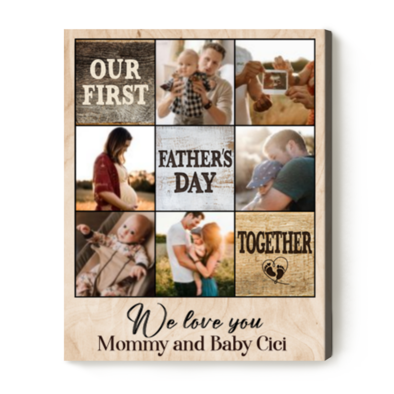 Our First Fathers Day Gifts 2026, Personalized Picture Gift For Dad, Custom Daddy Photo Collages