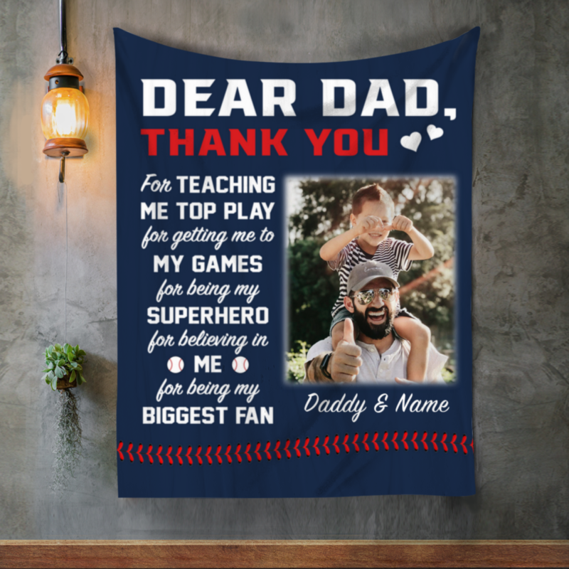Personalized Baseball Blanket For Dad