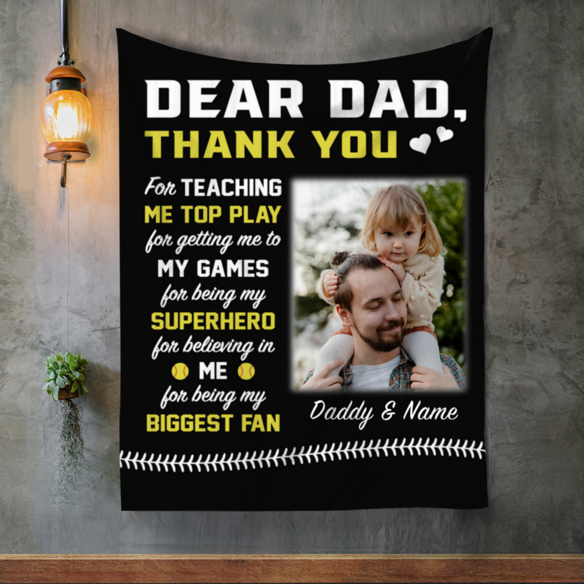 Softball Father's Day Gifts, Personalized Softball Blanket For Dad, Dad