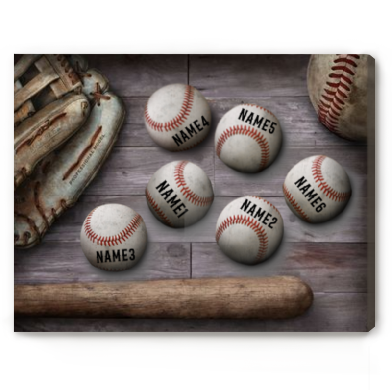 Custom Daddy's Team Baseball Canvas Print