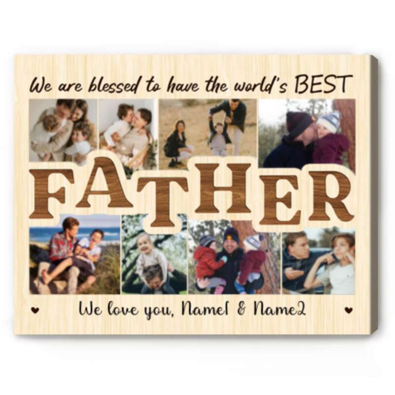 Father's Day Photo Canvas, Custom Canvas For Father, Dad Collage Gifts, Father Birthday Gifts Personalized, Creative Gift For Dad