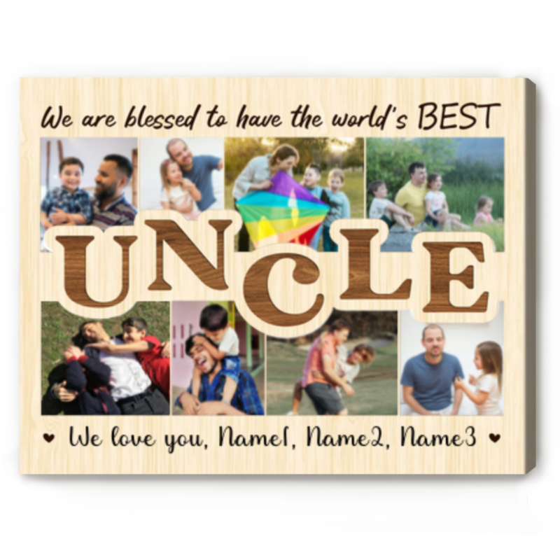 Uncle Christmas Gift, Custom Uncle Photo Collage Canvas, Uncle Birthday Gifts, Gifts For Uncle From Niece Nephew