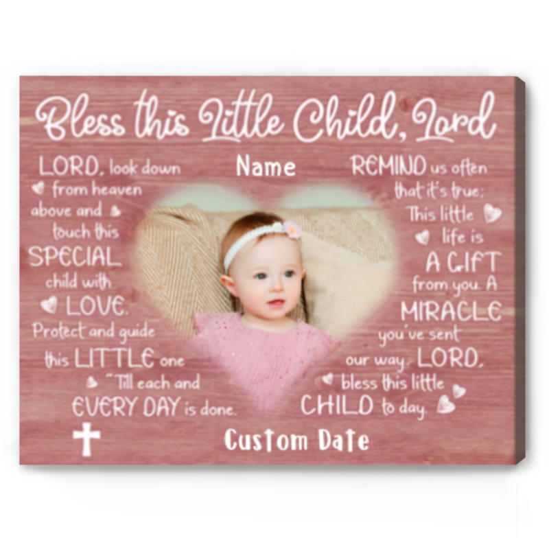 Bless This Little Child Personalized Baptism Print, Baptism Gift Girl, Christening Gifts, Baptism Gifts for Goddaughter, Baptism Keepsake