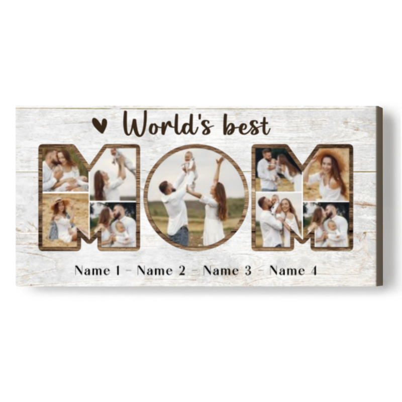 Personalized World's Best Mom Photo Collage Canvas