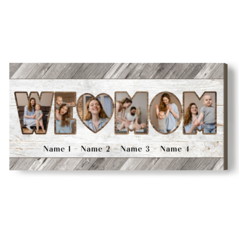 Personalized Mom Collage Gift - Mother's Day Canvas - We Love Mom Custom Picture Print - Gifts For Mums Birthday