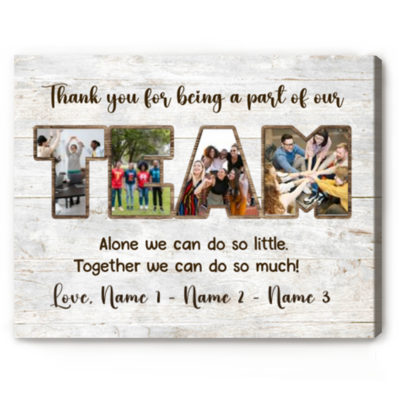 Custom Photo Team Collage Canvas Print, Personalized Gift For Team Leader, Teamwork Gift, Team Appreciation Gift