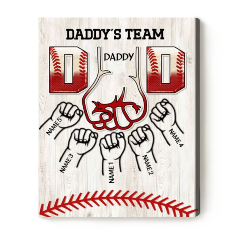 Baseball Father's Day Gifts, Custom Fist Bump Baseball Dad Sign With Kid Names, Baseball Dad Gifts From Kids, Baseball Daddy's Team Gifts